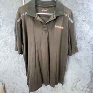 U-Haul Mens Uniform Polo Shirt‎ Brown Short Sleeve Reflective Logo Sz M